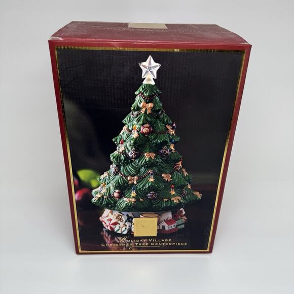 Lenox Other - Lenox Holiday Village Christmas Tree Centerpiece Lighted Pegs Music Box 12”